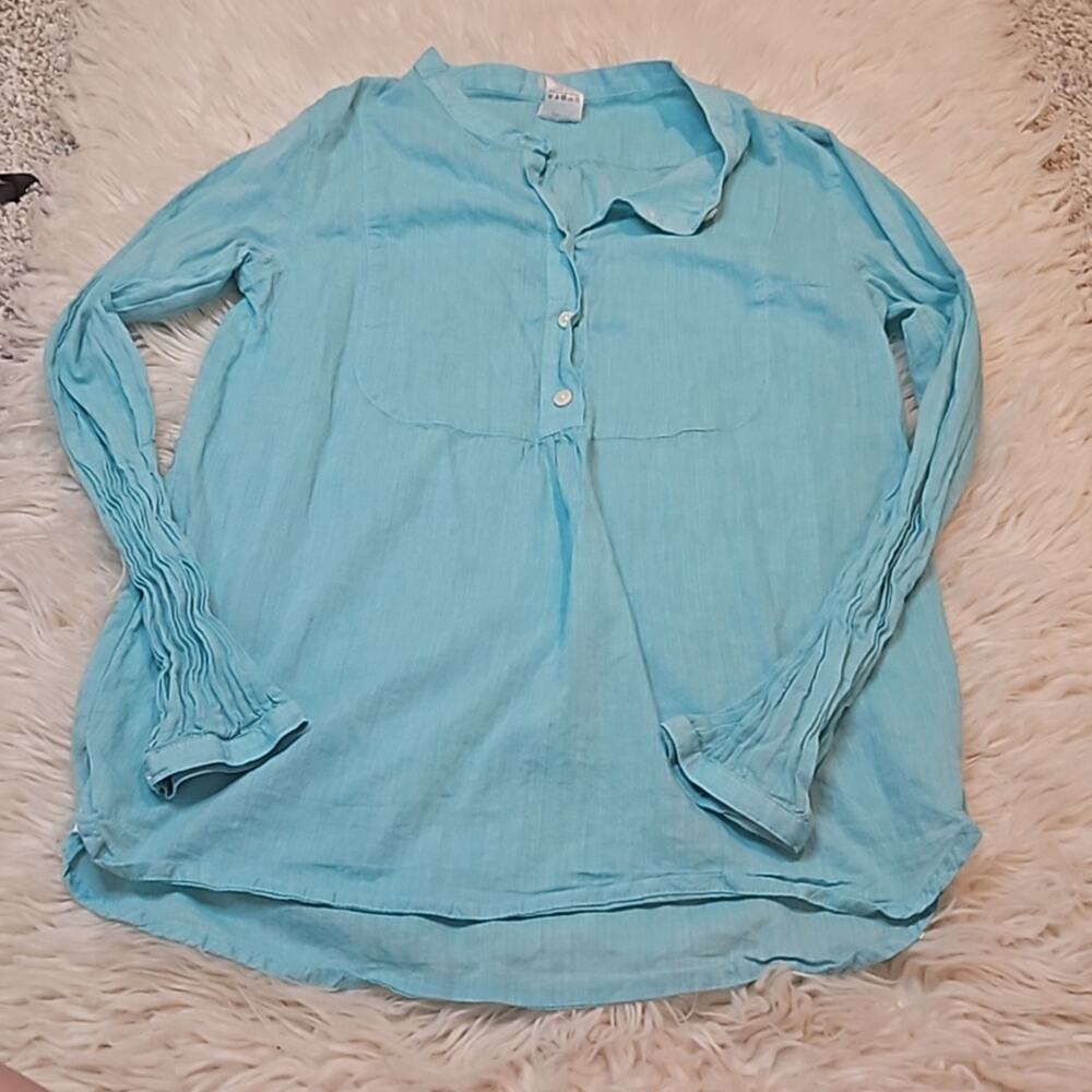 Crewcuts Girls Aqua Blue Lightweight Cotton Popover Blouse - Size 12 - J.Crew